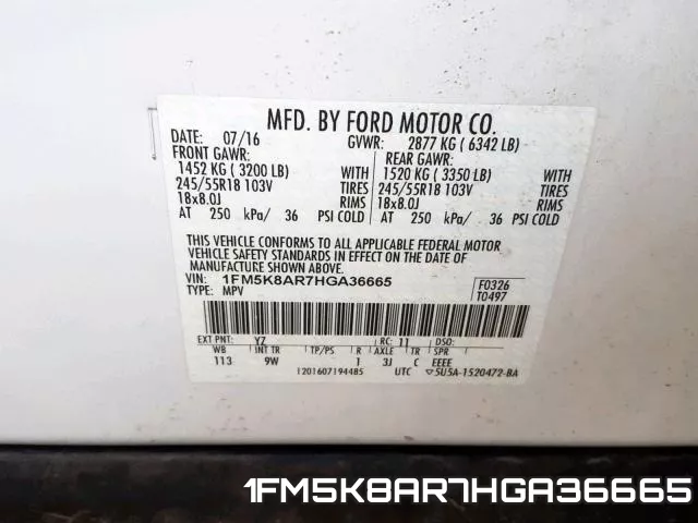 1FM5K8AR7HGA36665 фото 2