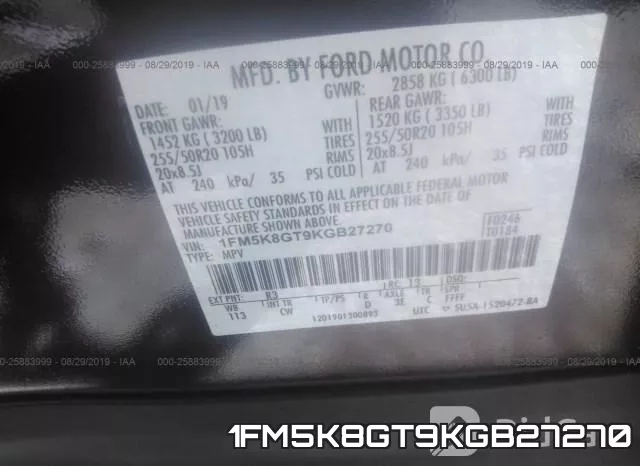 1FM5K8GT9KGB27270 фото 10