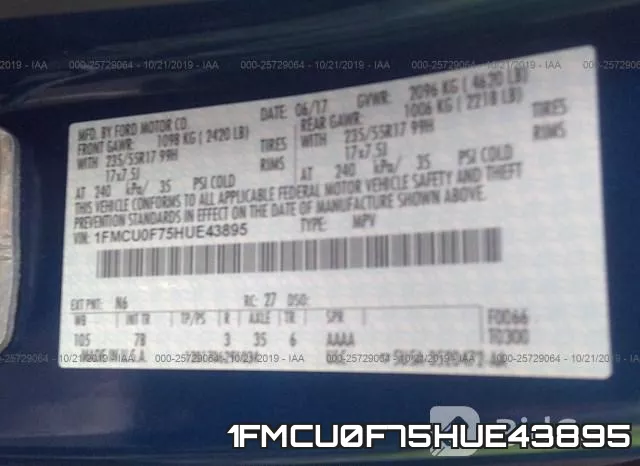 1FMCU0F75HUE43895 фото 9