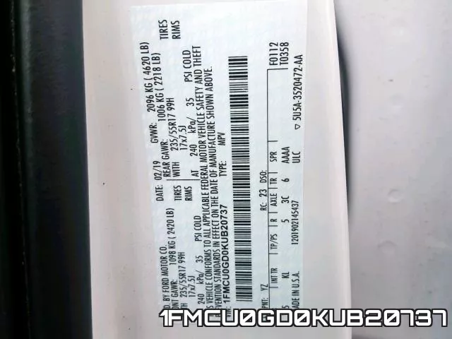1FMCU0GD0KUB20737 фото 2