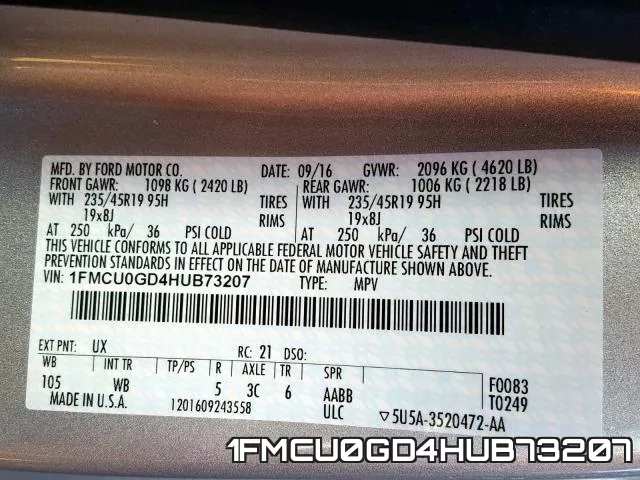 1FMCU0GD4HUB73207 фото 2
