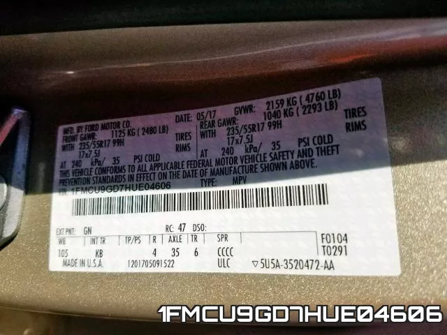 1FMCU9GD7HUE04606 фото 2