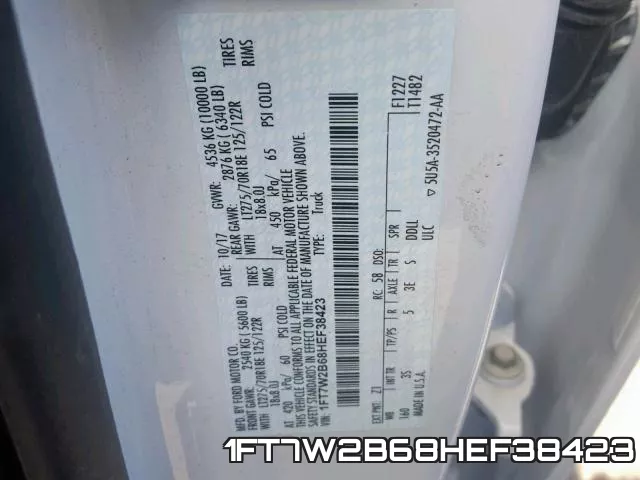 1FT7W2B68HEF38423 фото 2