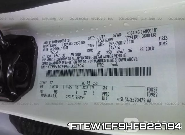 1FTEW1CF9HFB22794 фото 10