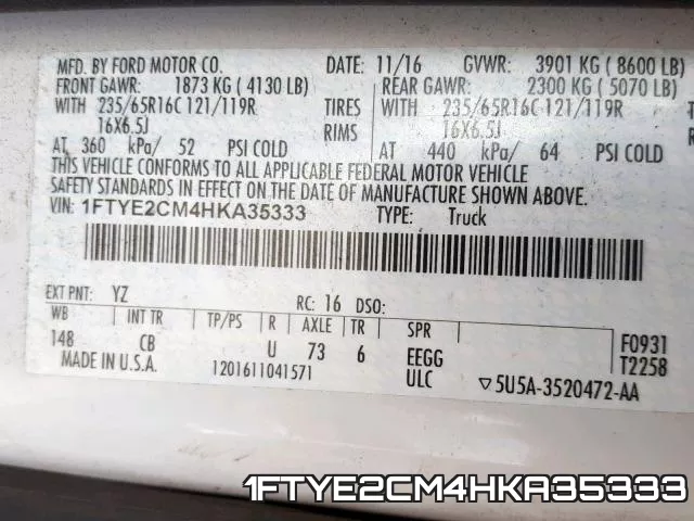 1FTYE2CM4HKA35333 фото 2