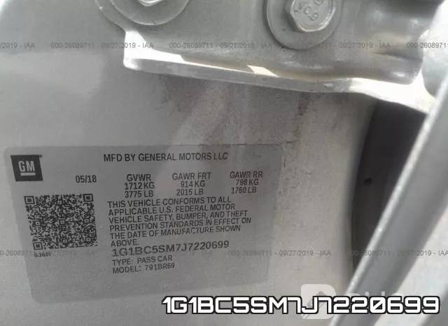 1G1BC5SM7J7220699 фото 10