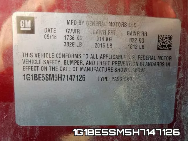 1G1BE5SM5H7147126 фото 2
