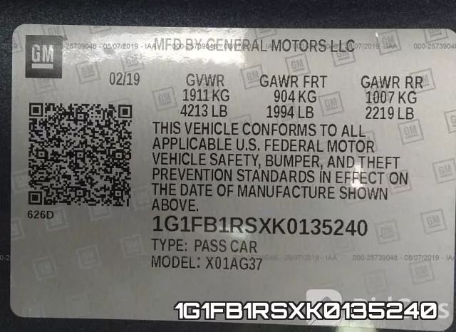 1G1FB1RSXK0135240 фото 10