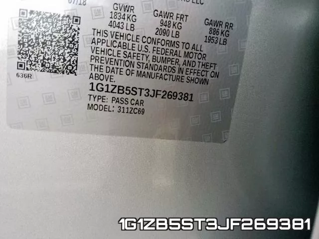 1G1ZB5ST3JF269381 фото 2