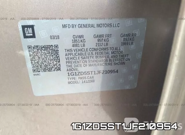 1G1ZD5ST1JF210954 фото 10