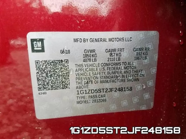 1G1ZD5ST2JF248158 фото 2