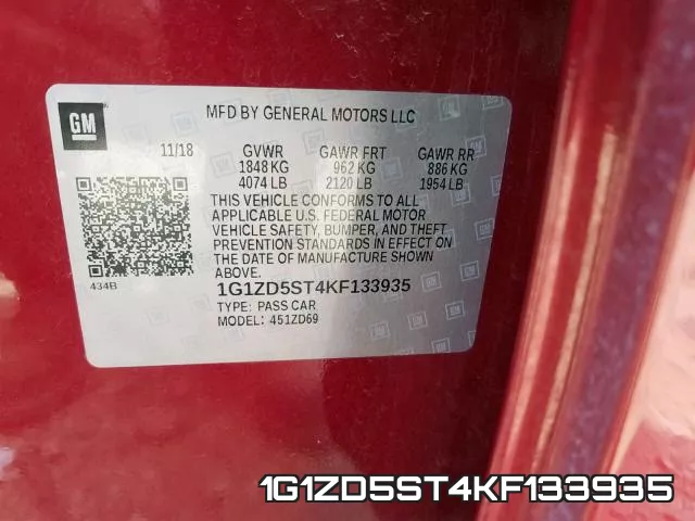 1G1ZD5ST4KF133935 фото 2