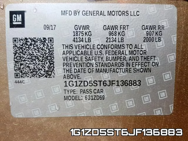 1G1ZD5ST6JF136883 фото 2