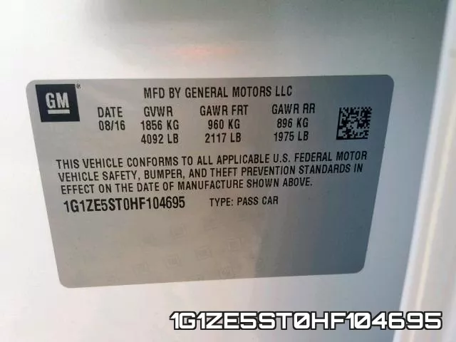 1G1ZE5ST0HF104695 фото 2