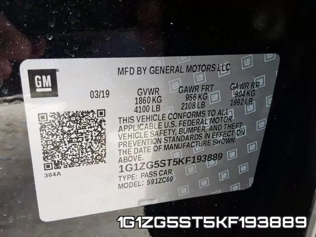 1G1ZG5ST5KF193889 фото 2