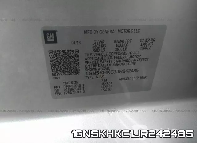 1GNSKHKC1JR242485 фото 10