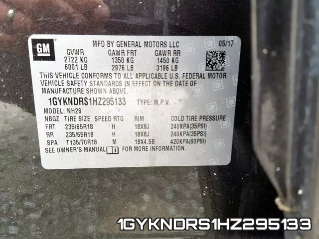 1GYKNDRS1HZ295133 фото 2