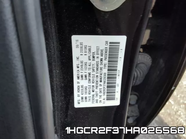 1HGCR2F37HA026568 фото 2