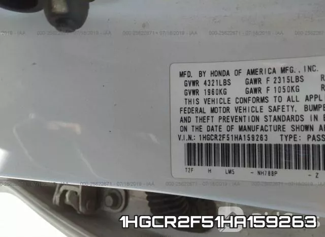 1HGCR2F51HA159263 фото 10