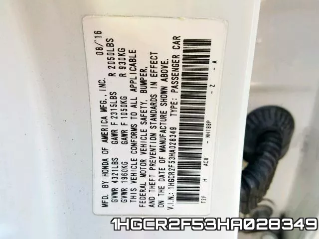 1HGCR2F53HA028349 фото 2