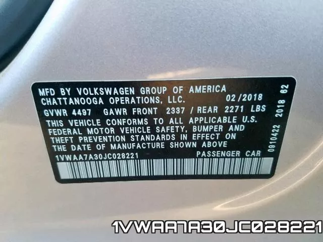 1VWAA7A30JC028221 фото 2