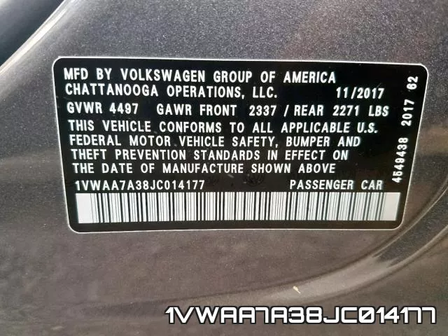 1VWAA7A38JC014177 фото 2