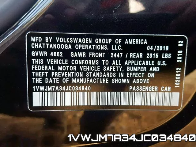 1VWJM7A34JC034840 фото 2
