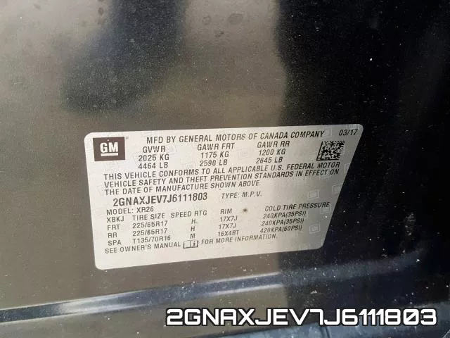 2GNAXJEV7J6111803 фото 2