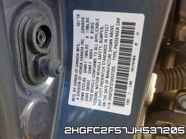 2HGFC2F57JH537205 фото 2