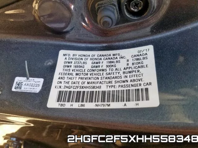 2HGFC2F5XHH558348 фото 2