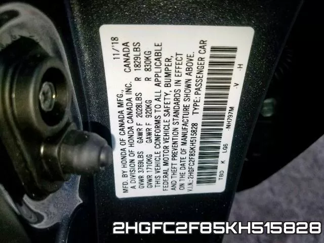 2HGFC2F85KH515828 фото 2