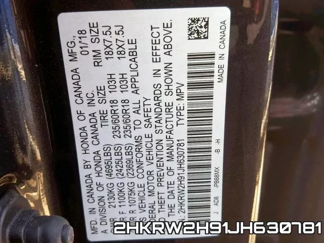 2HKRW2H91JH630781 фото 2