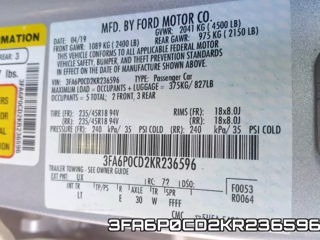 3FA6P0CD2KR236596 фото 2