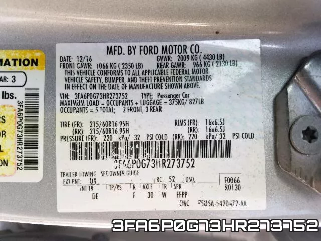3FA6P0G73HR273752 фото 2
