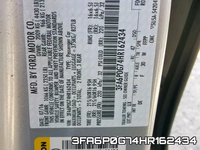 3FA6P0G74HR162434 фото 2