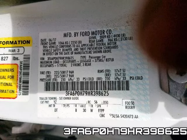 3FA6P0H79HR398625 фото 2