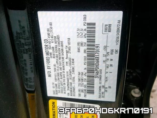 3FA6P0HD6KR170191 фото 2