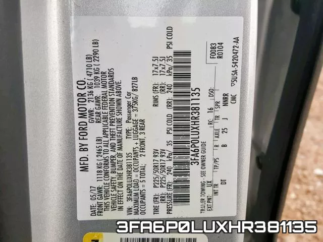 3FA6P0LUXHR381135 фото 2