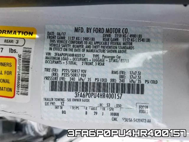 3FA6P0PU4HR400157 фото 2