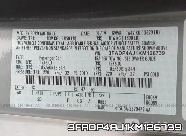 3FADP4AJ1KM126739 фото 10