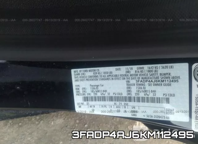 3FADP4AJ6KM112495 фото 10