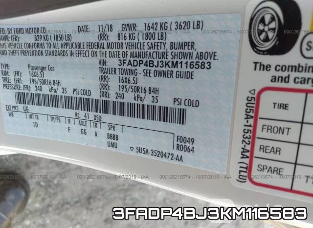 3FADP4BJ3KM116583 фото 10