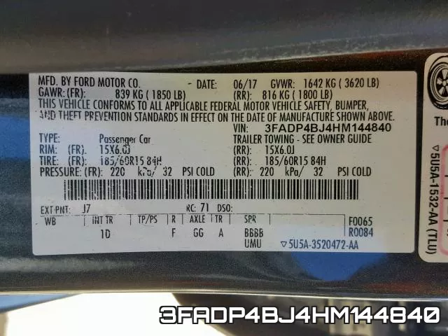 3FADP4BJ4HM144840 фото 2