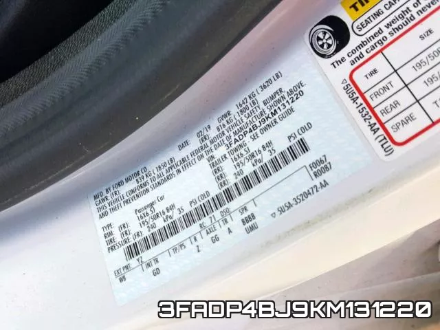 3FADP4BJ9KM131220 фото 2