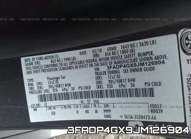 3FADP4GX9JM126904 фото 10