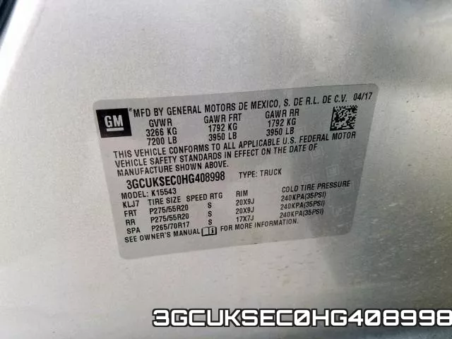 3GCUKSEC0HG408998 фото 2