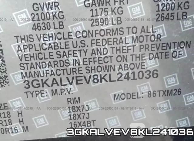 3GKALVEV8KL241036 фото 10