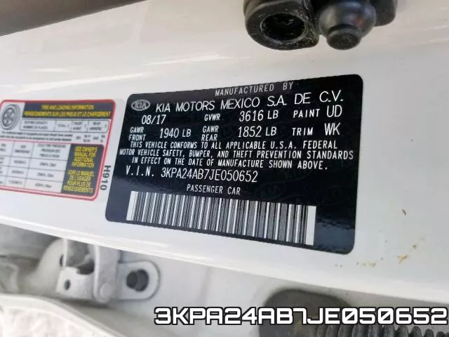 3KPA24AB7JE050652 фото 2
