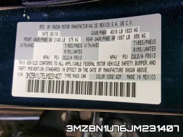 3MZBN1U76JM231407 фото 2