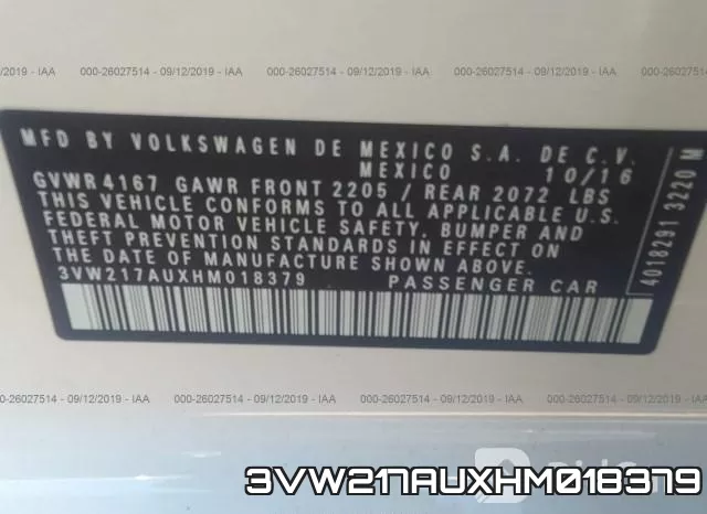 3VW217AUXHM018379 фото 10